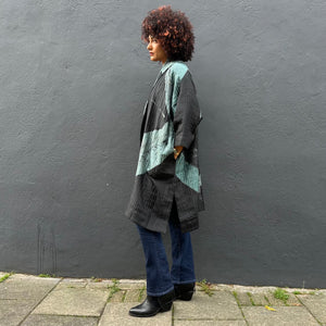 Oversized Quilted Shibori Silk Coat