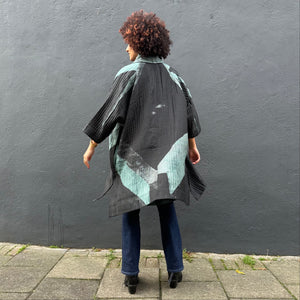 Oversized Quilted Shibori Silk Coat