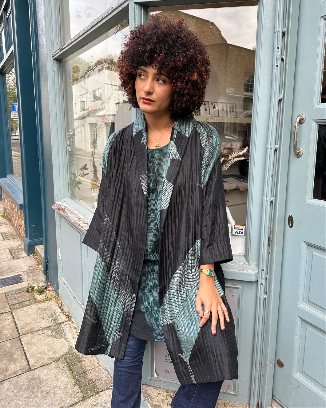 Oversized Quilted Shibori Silk Coat