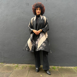 Oversized Quilted Shibori Silk Coat