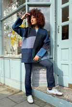 Load image into Gallery viewer, Quilted Unisex Indigo Patchwork Kantha Jacket
