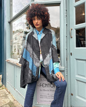 Load image into Gallery viewer, Oversized Open Shibori Dyed Silk Jacket with Pockets
