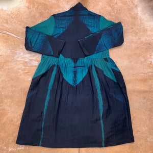 Open Shibori Wool Coat with Front Pockets