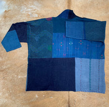 Load image into Gallery viewer, Quilted Unisex Indigo Patchwork Kantha Jacket
