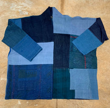 Load image into Gallery viewer, Quilted Unisex Indigo Patchwork Kantha Jacket
