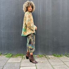 Load image into Gallery viewer, Fully Reversible Green Kantha Jacket With Floral Geo Patterns
